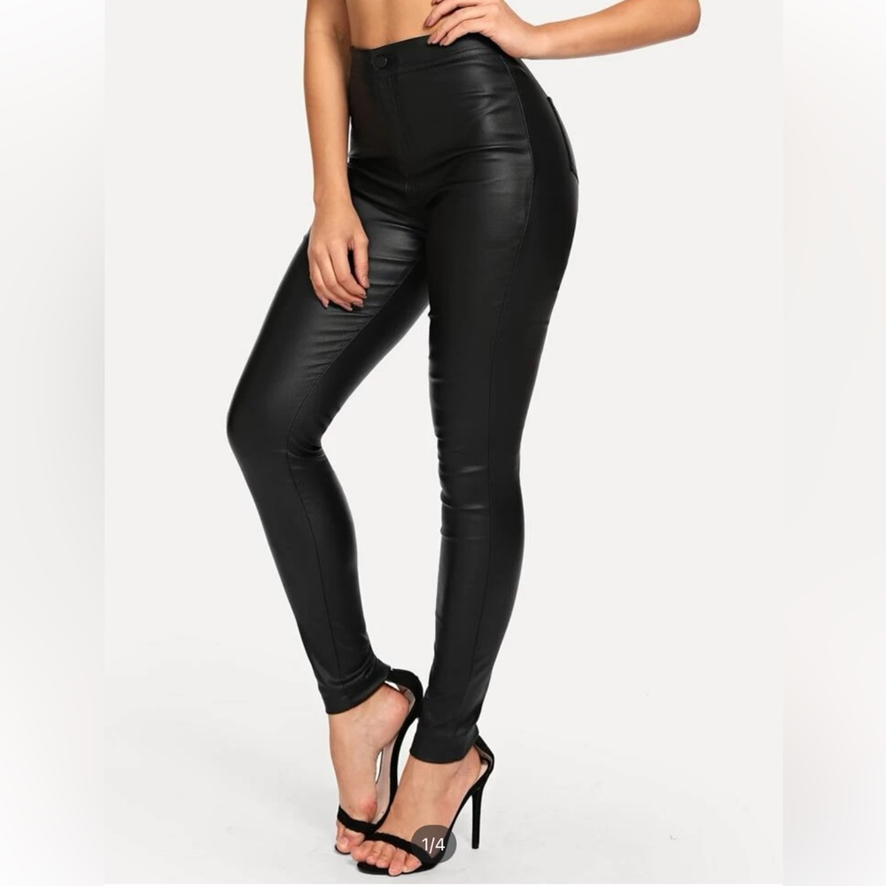 High Waist Skinny Faux Leather Jean Stretchy
